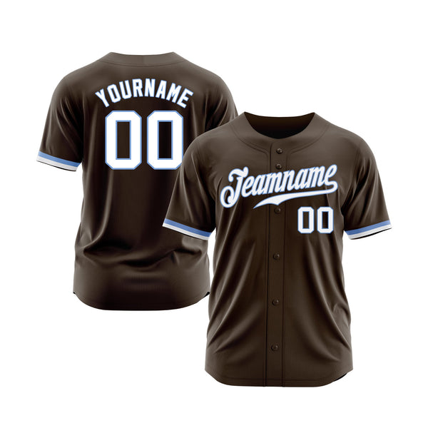 Custom Brown White-Light Blue Classic Style Authentic Sports Baseball Jersey