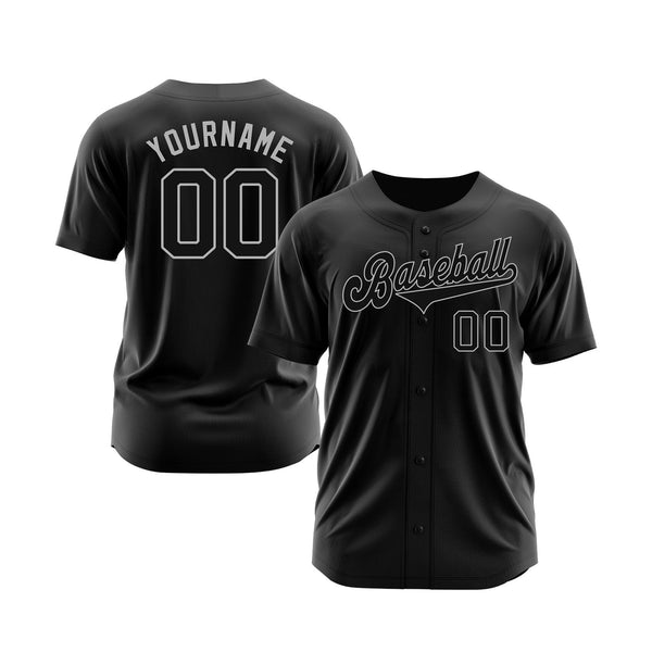 Custom Black Black-Gray Classic Style Authentic Sports Baseball Jersey