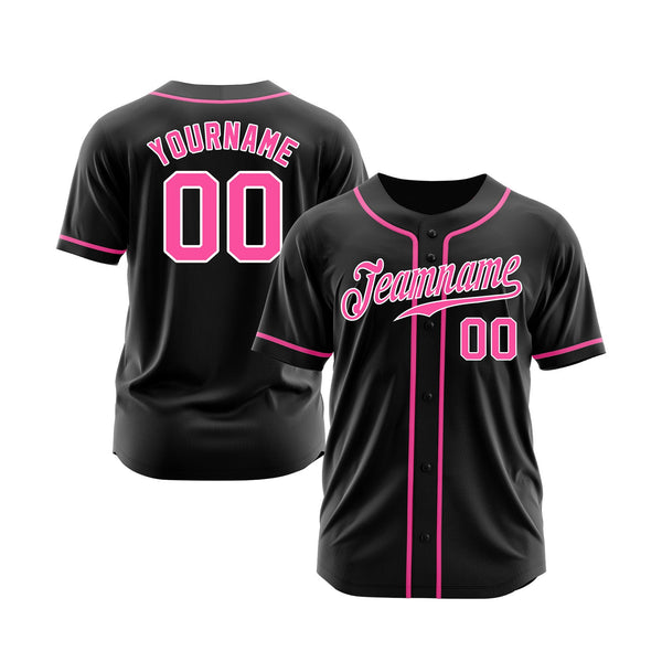 Custom Black Pink-White Classic Style Authentic Sports Baseball Jersey