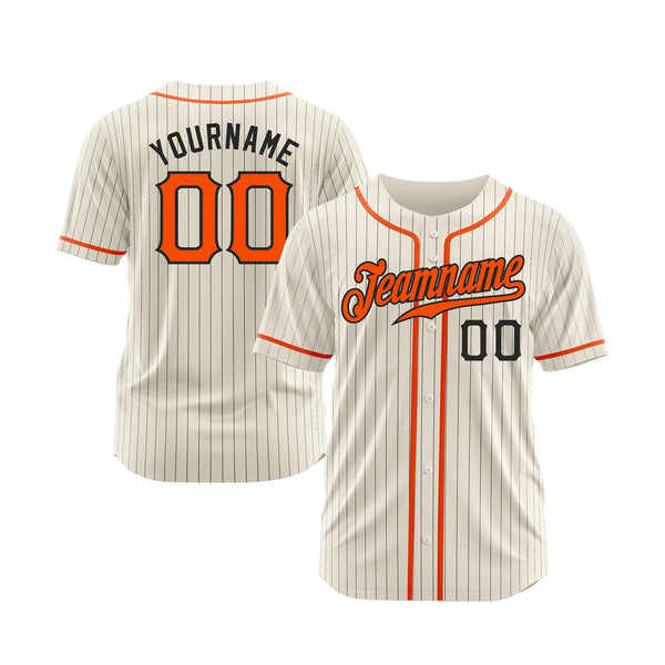 Custom Cream Black Pinstripe Orange-Black Classic Style Authentic Sports Baseball Jersey