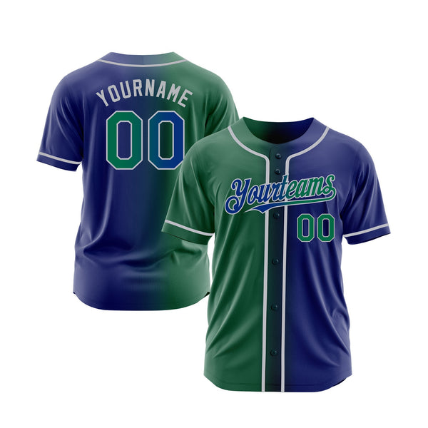 Custom Royal Kelly Green-Gray Gradient Fashion Classic Style Authentic Sports Baseball Jersey