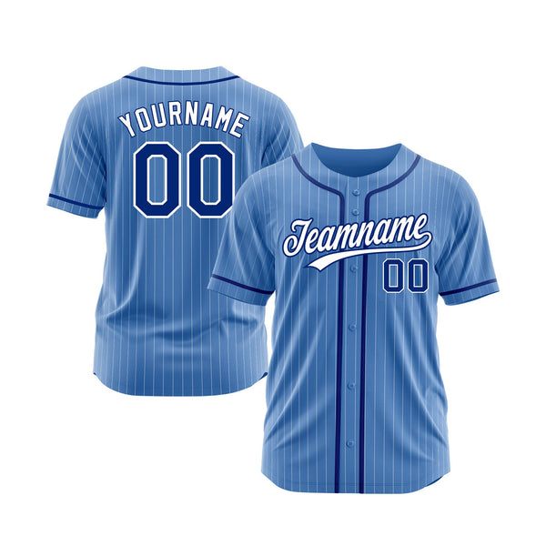 Custom Powder Blue White Pinstripe Royal Classic Style Authentic Sports Baseball Jersey