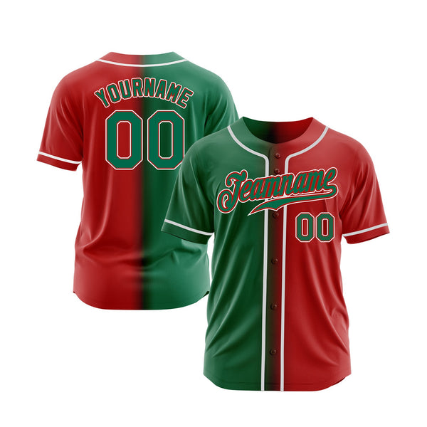 Custom Red Kelly Green-White Gradient Fashion Classic Style Authentic Sports Baseball Jersey