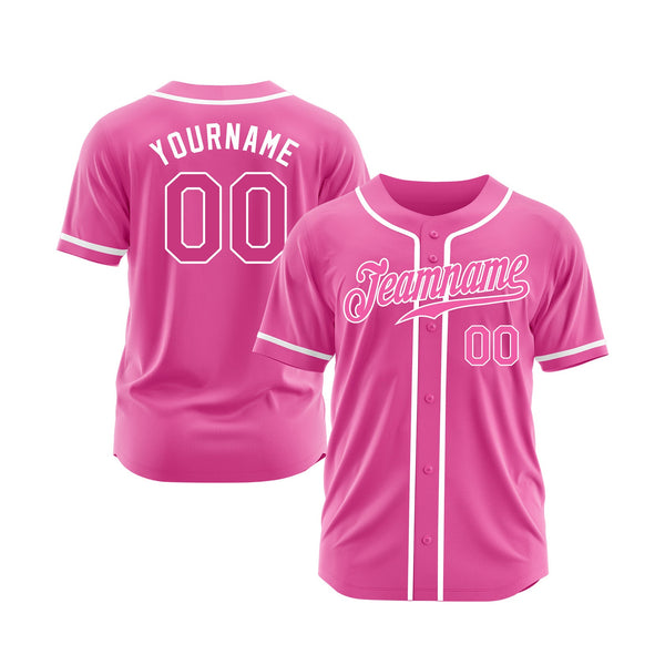 Custom Pink Pink-White Classic Style Authentic Sports Baseball Jersey