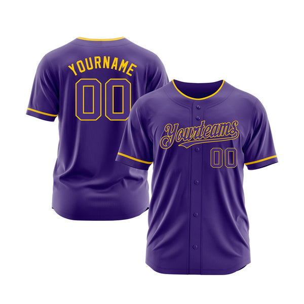 Custom Purple Purple-Gold Classic Style Authentic Sports Baseball Jersey