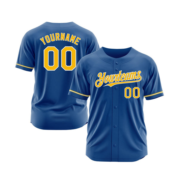 Custom Blue Gold-White Classic Style Authentic Sports Baseball Jersey