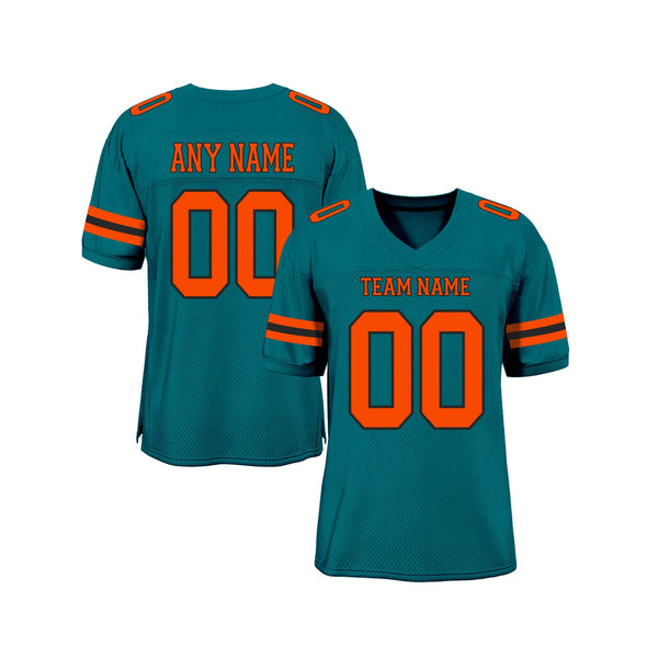 Custom Teal Orange-Black Mesh Classic Style Authentic Sports Football Jersey