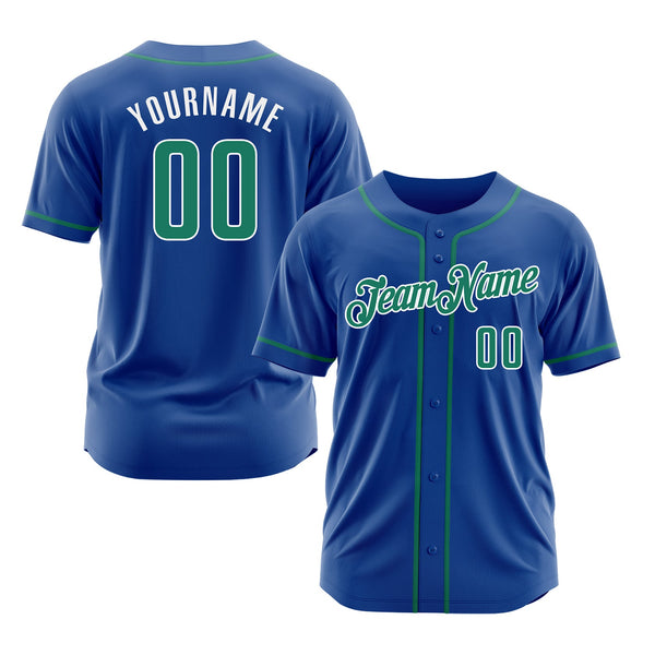 Custom Royal Kelly Green-White Classic Style Authentic Sports Baseball Jersey