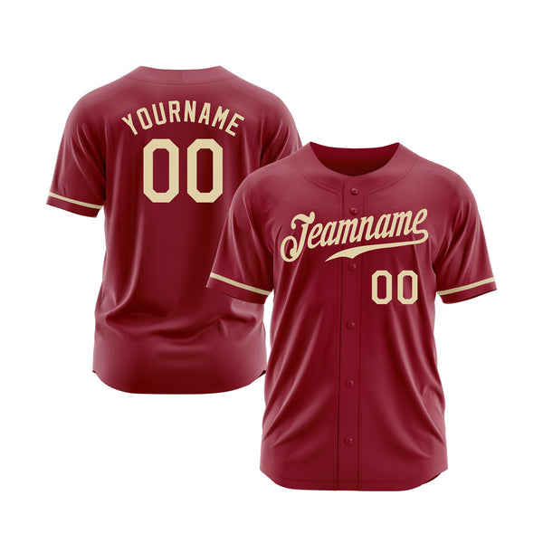 Custom Maroon Cream Classic Style Authentic Throwback Sports Baseball Jersey