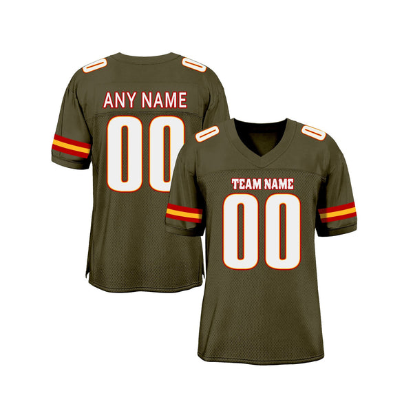 Custom Olive White-Gold Mesh Salute To Service Classic Style Authentic Sports Football Jersey