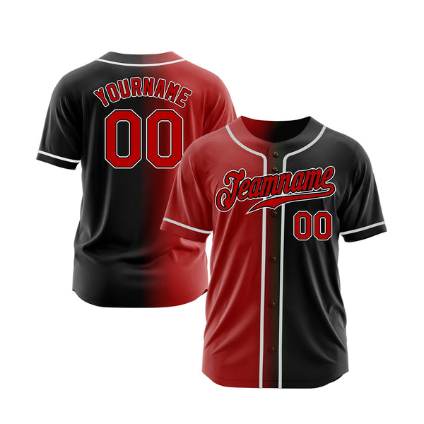 Custom Black Red-White Gradient Fashion Classic Style Authentic Sports Baseball Jersey