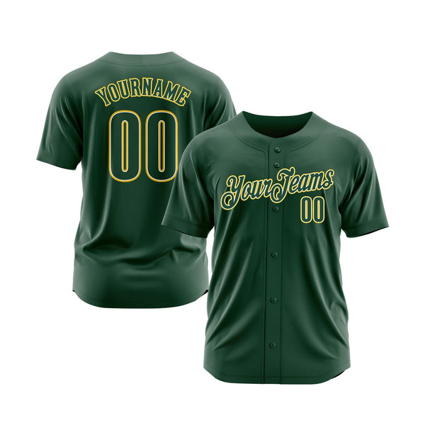 Custom Green Green-Gold Classic Style Authentic Sports Baseball Jersey