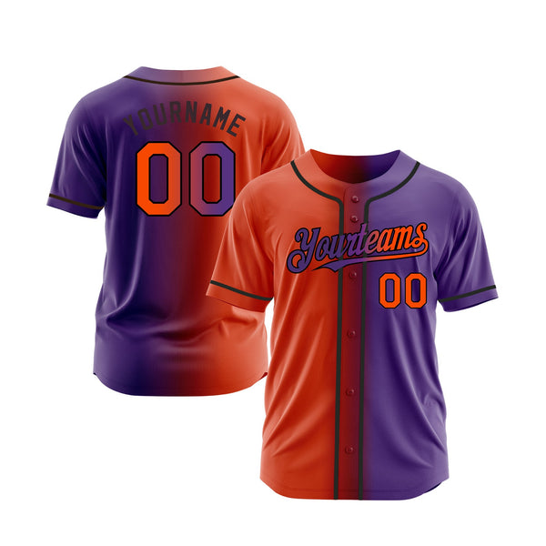 Custom Purple Orange-Black Gradient Fashion Classic Style Authentic Sports Baseball Jersey