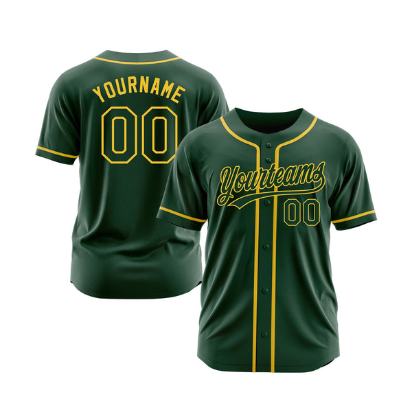Custom Green Green-Gold Classic Style Authentic Sports Baseball Jersey