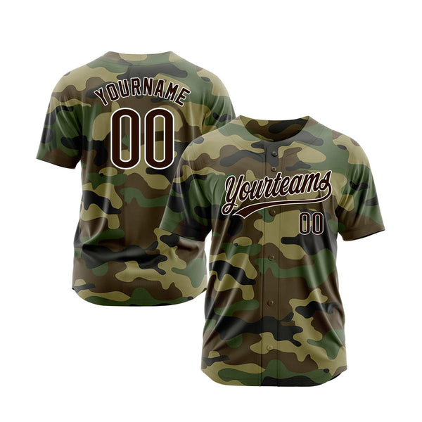 Custom Camo Brown-White Salute To Service Classic Style Authentic Sports Baseball Jersey