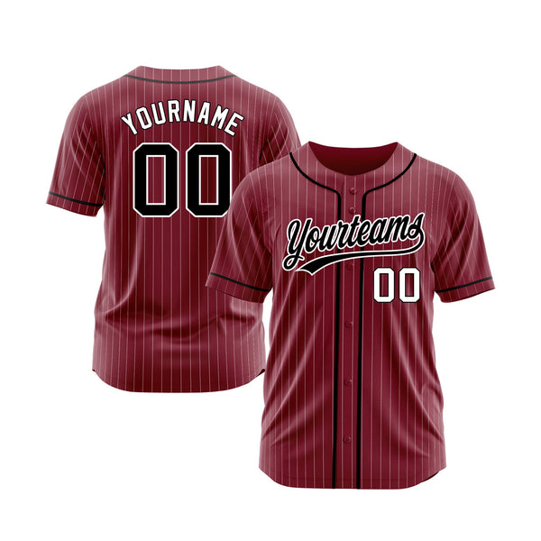 Custom Crimson White Pinstripe Black-White Classic Style Authentic Sports Baseball Jersey