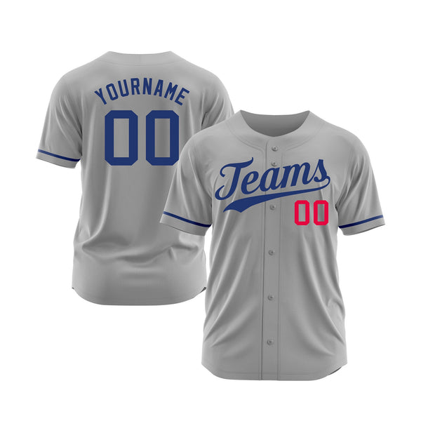 Custom Gray Royal-Red Classic Style Authentic Sports Baseball Jersey