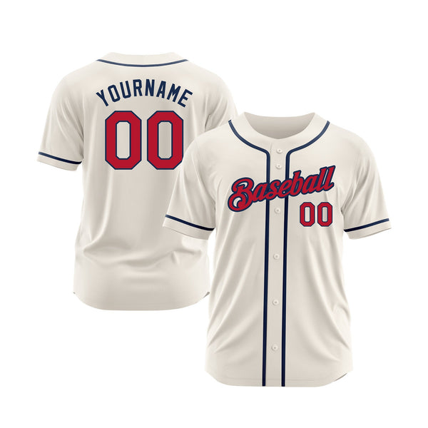 Custom Cream Red-Navy Classic Style Authentic Sports Baseball Jersey