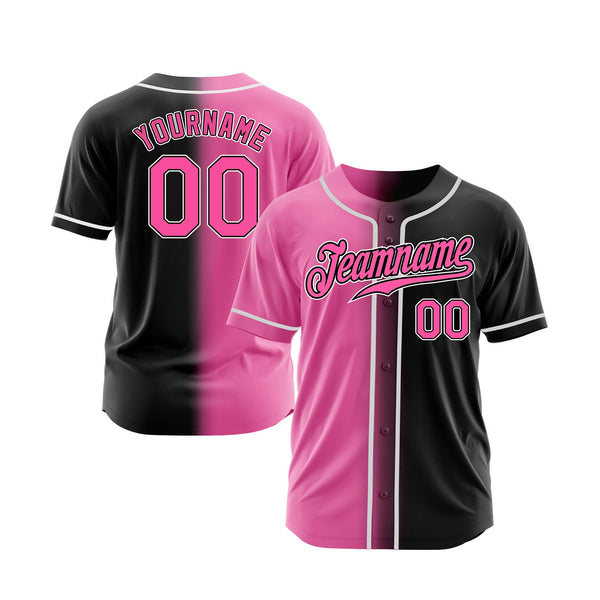 Custom Black Pink-White Gradient Fashion Classic Style Authentic Sports Baseball Jersey