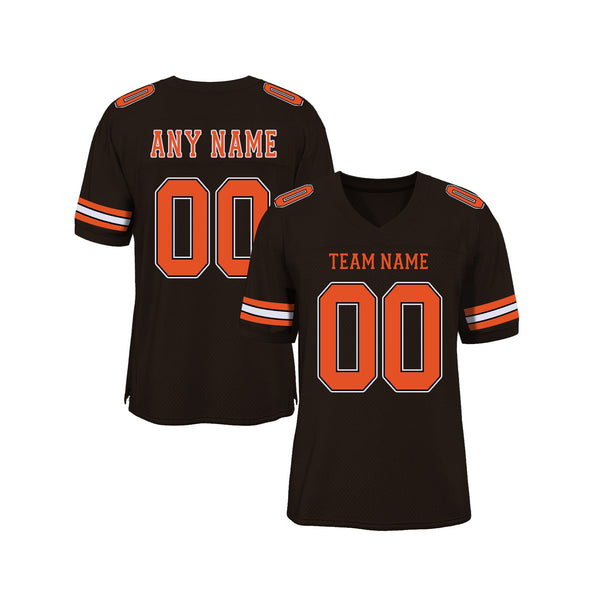 Custom Brown Orange-White Mesh Classic Style Authentic Sports Football Jersey