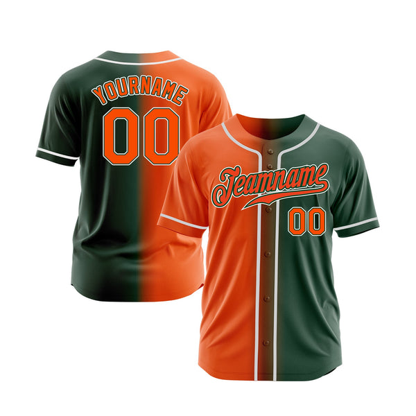 Custom Green Orange-White Gradient Fashion Classic Style Authentic Sports Baseball Jersey