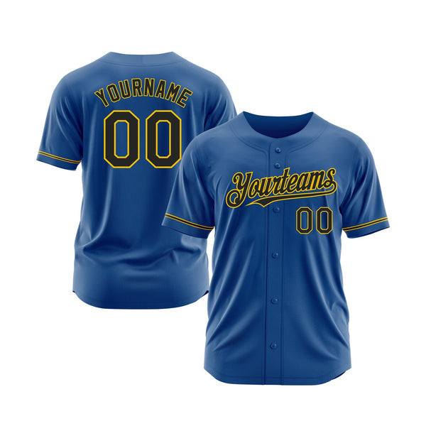 Custom Blue Black-Yellow Classic Style Authentic Sports Baseball Jersey
