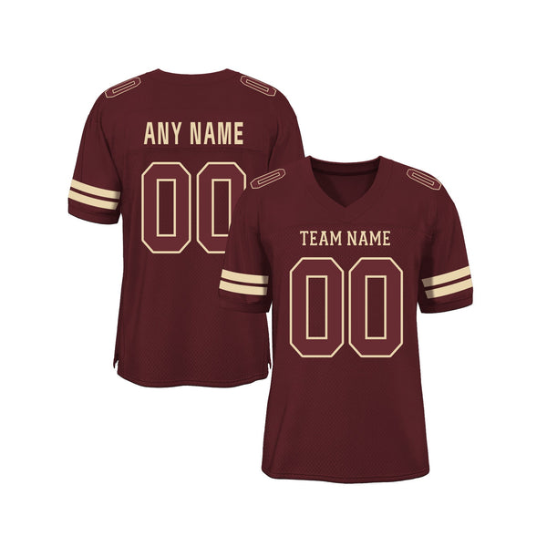 Custom Burgundy Burgundy-Cream Mesh Authentic Classic Style Authentic Sports Football Jersey
