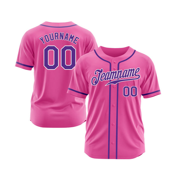 Custom Pink Purple-White Classic Style Authentic Sports Baseball Jersey