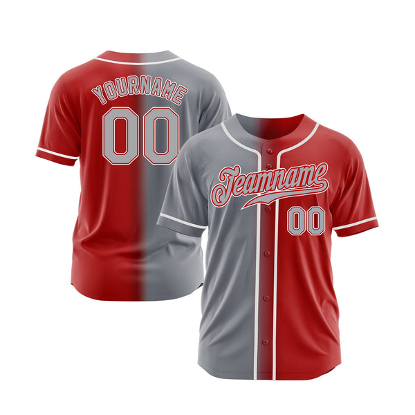 Custom Red Gray-White Gradient Fashion Classic Style Authentic Sports Baseball Jersey