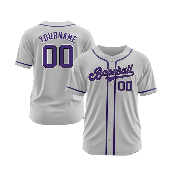 Custom Gray Purple-Black Classic Style Authentic Sports Baseball Jersey