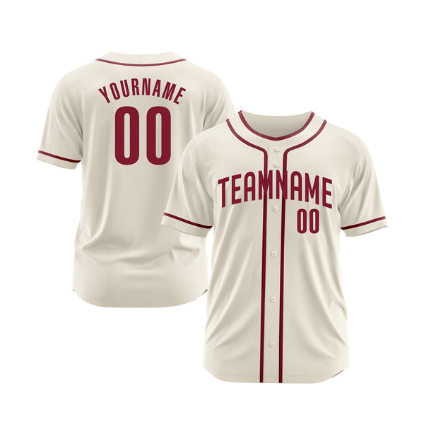 Custom Cream Crimson Classic Style Authentic Sports Baseball Jersey