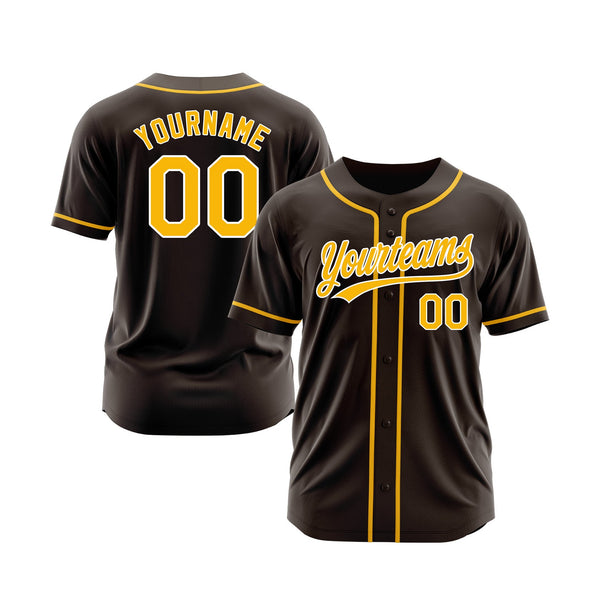 Custom Brown Gold-White Classic Style Authentic Sports Baseball Jersey