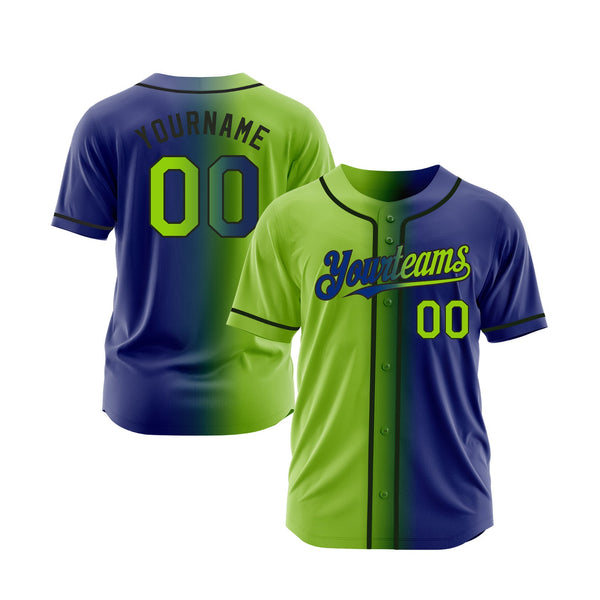 Custom Royal Neon Green-Black Gradient Fashion Classic Style Authentic Sports Baseball Jersey