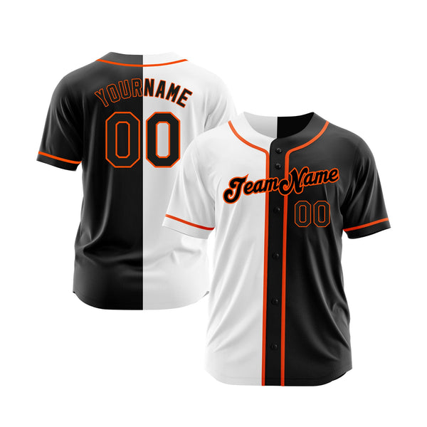 Custom White-Black Orange Split Fashion Classic Style Authentic Sports Baseball Jersey