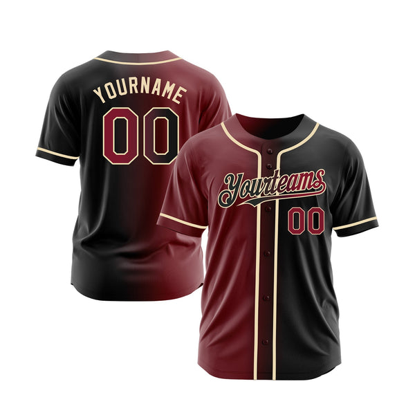 Custom Black Crimson-City Cream Gradient Fashion Classic Style Authentic Sports Baseball Jersey