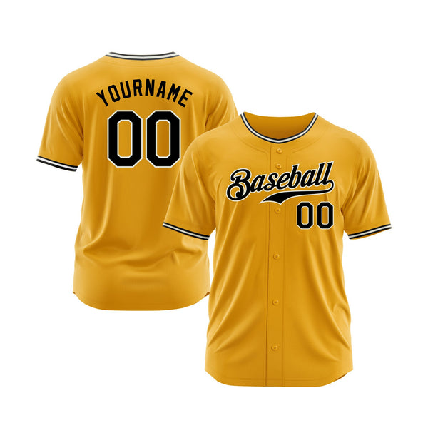 Custom Gold Black-White Classic Style Authentic Sports Baseball Jersey