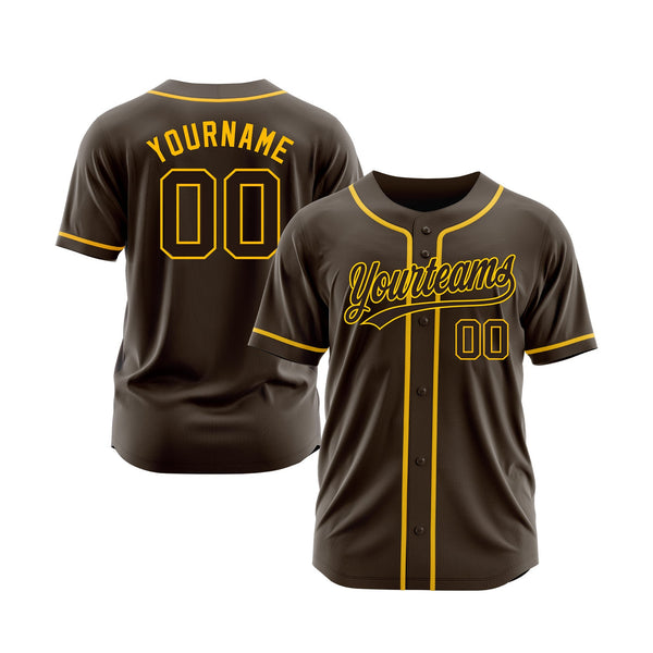 Custom Brown Brown-Gold Classic Style Authentic Sports Baseball Jersey