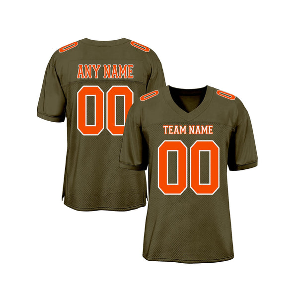 Custom Olive Orange-White Mesh Salute To Service Classic Style Authentic Sports Football Jersey