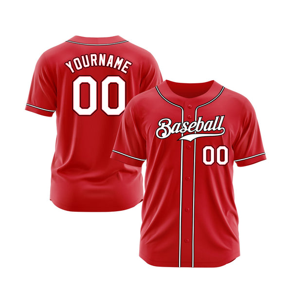 Custom Red White-Black Classic Style Authentic Sports Baseball Jersey