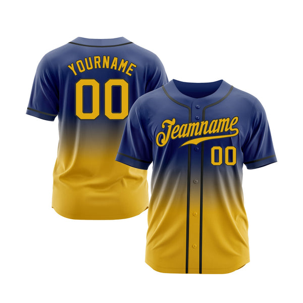 Custom Royal Yellow-Black Fade Fashion Classic Style Authentic Sports Baseball Jersey