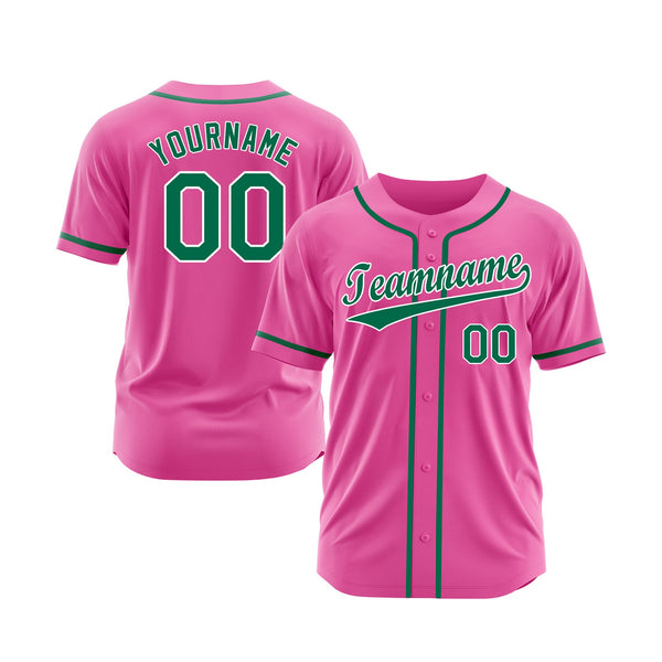 Custom Pink Kelly Green-White Classic Style Authentic Sports Baseball Jersey