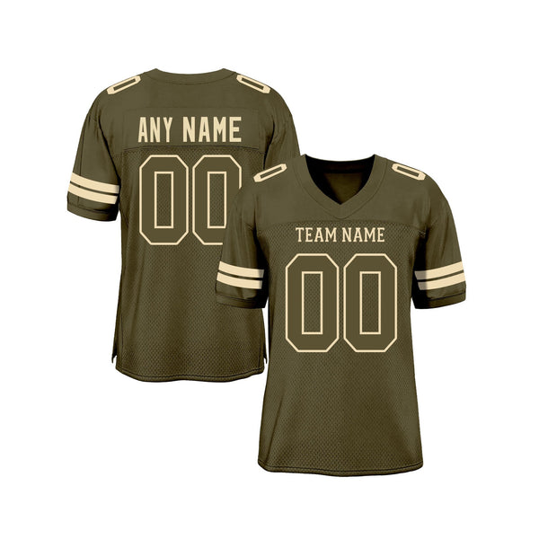 Custom Olive Olive-Cream Mesh Salute To Service Classic Style Authentic Sports Football Jersey
