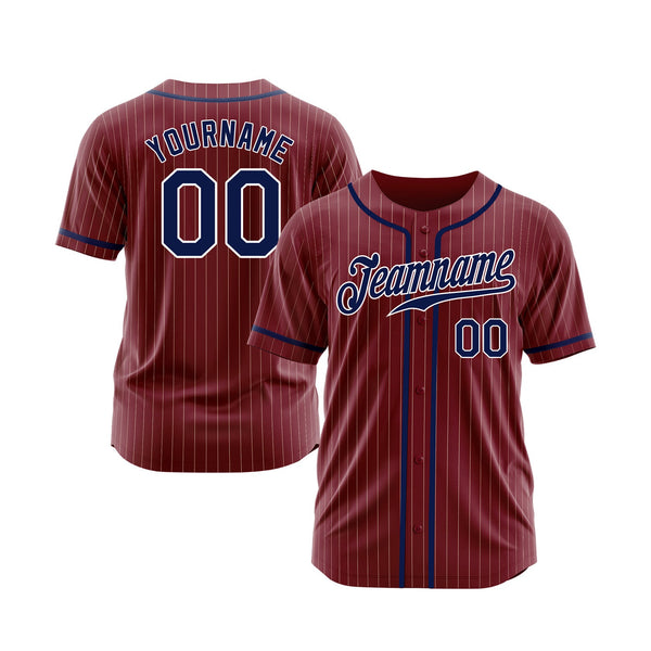 Custom Crimson White Pinstripe Navy Classic Style Authentic Sports Baseball Jersey