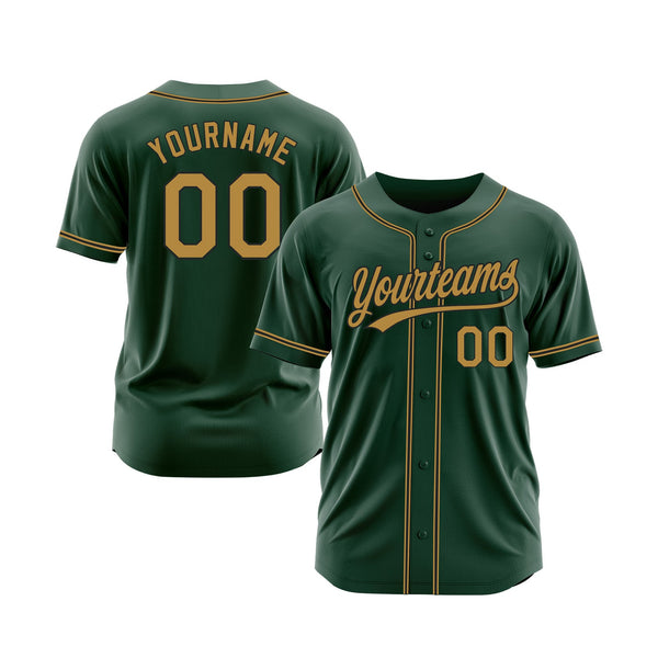Custom Green Old Gold-Black Classic Style Authentic Sports Baseball Jersey
