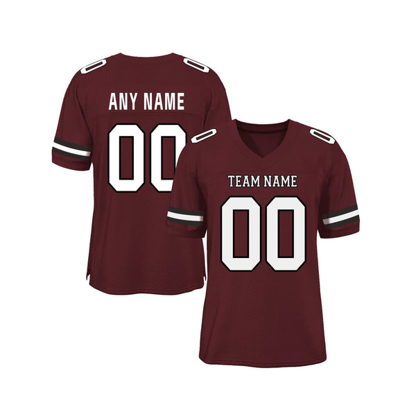 Custom Burgundy White-Black Mesh Classic Style Authentic Sports Football Jersey