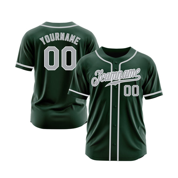 Custom Green Gray-White Classic Style Authentic Sports Baseball Jersey