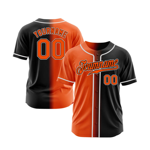 Custom Black Orange-White Gradient Fashion Classic Style Authentic Sports Baseball Jersey