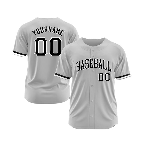 Custom Gray Black-White Classic Style Authentic Sports Baseball Jersey