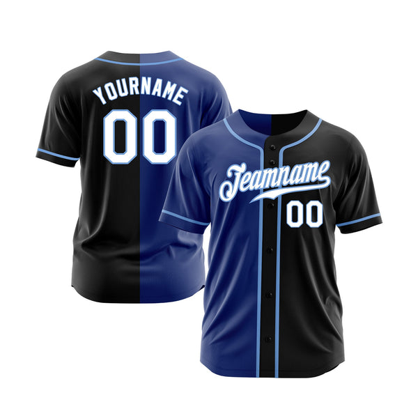 Custom Black White-Royal Split Fashion Classic Style Authentic Sports Baseball Jersey