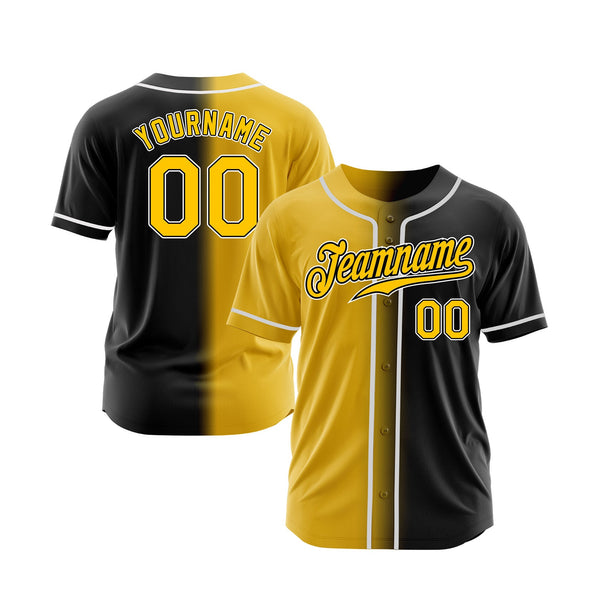 Custom Black Yellow-White Gradient Fashion Classic Style Authentic Sports Baseball Jersey